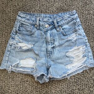 American Eagle Outfitters Blue Distressed Jean Shorts